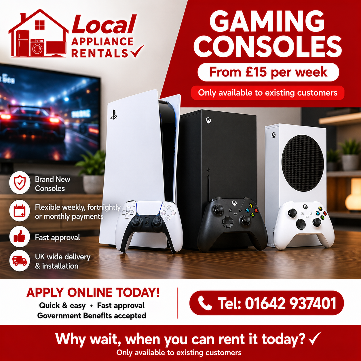 Gaming consoles rental promotional image