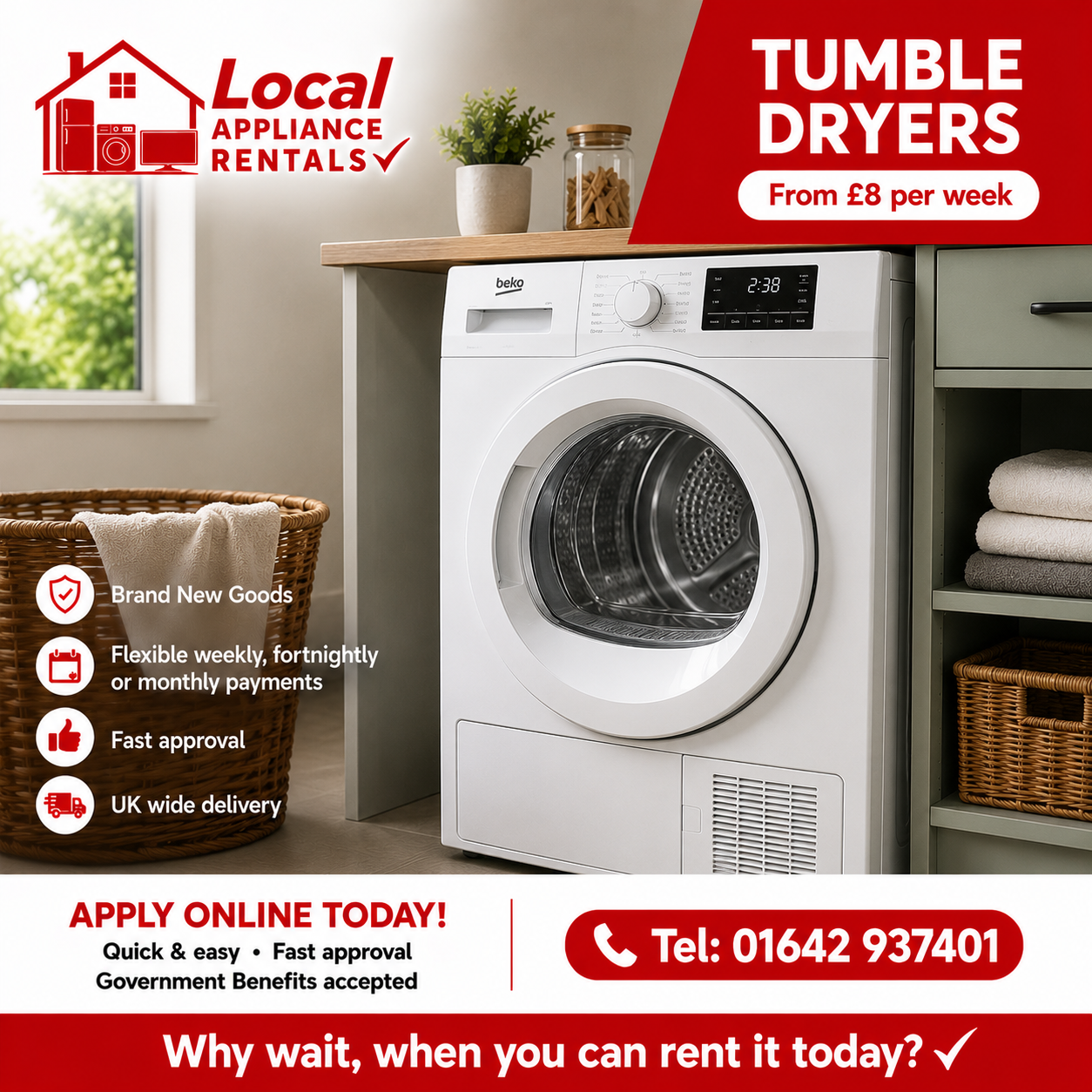 Tumble dryers rental promotional image