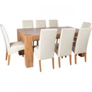 Dining Table with 8 Chairs - Cream